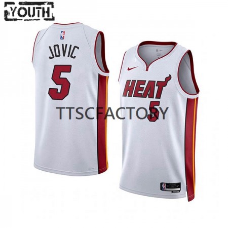Maillot Basket Miami Heat Nikola Jovic 5 Nike 2022-23 Association Edition Blanc Swingman - Enfant